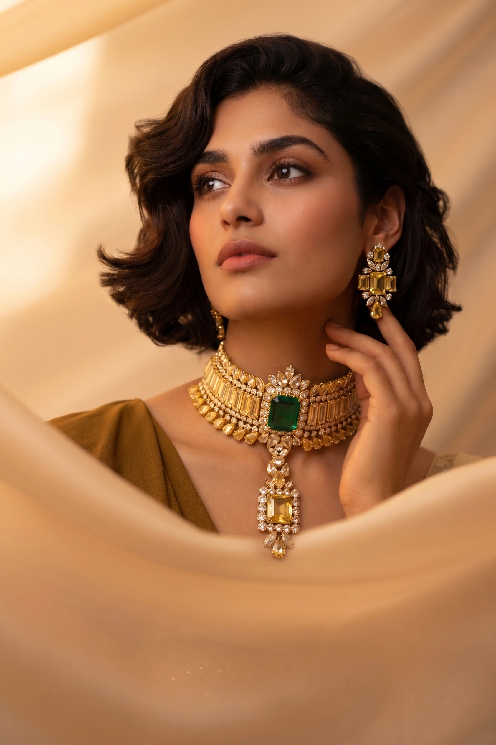Golden jewellery campaign portrait