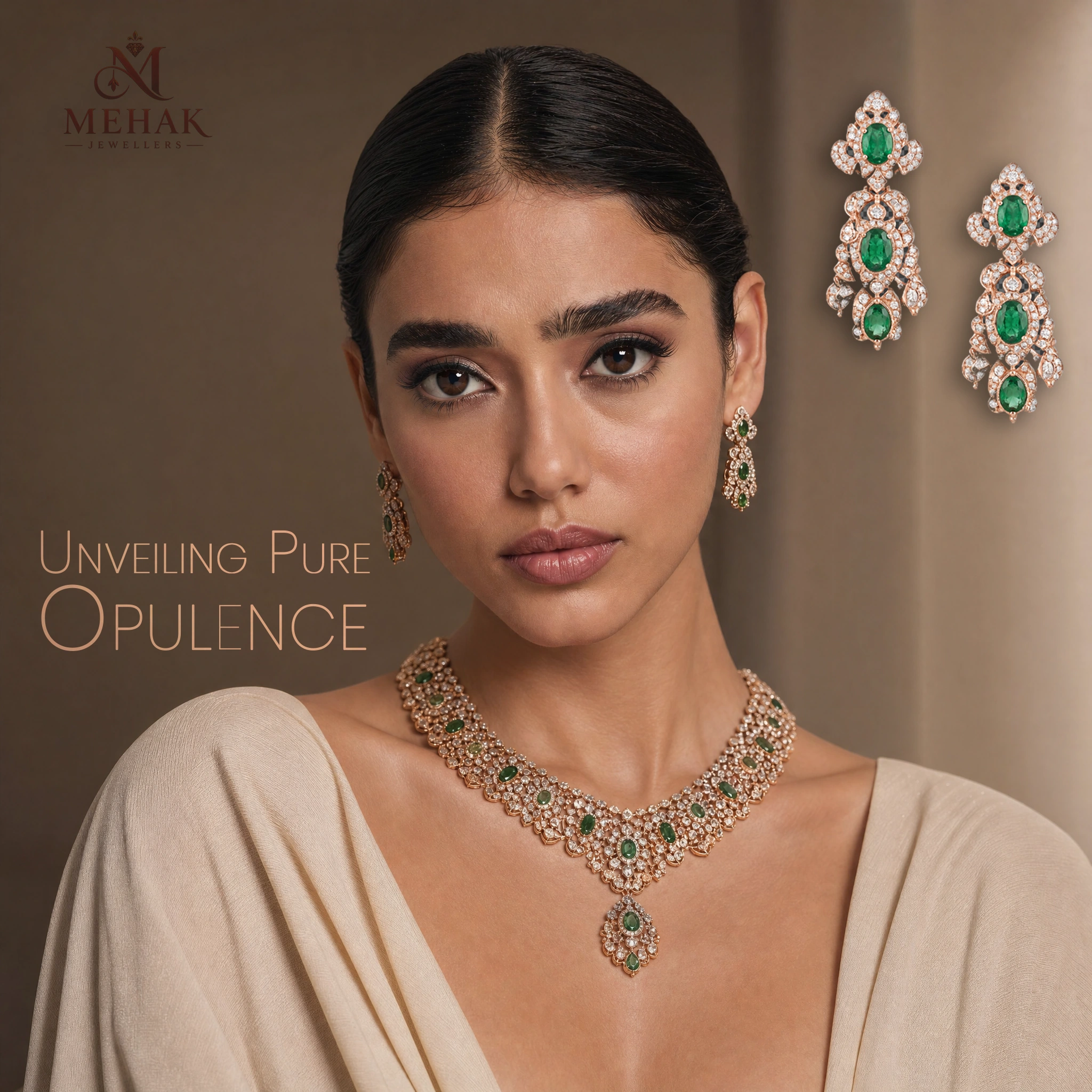 Finished campaign post with model and jewellery