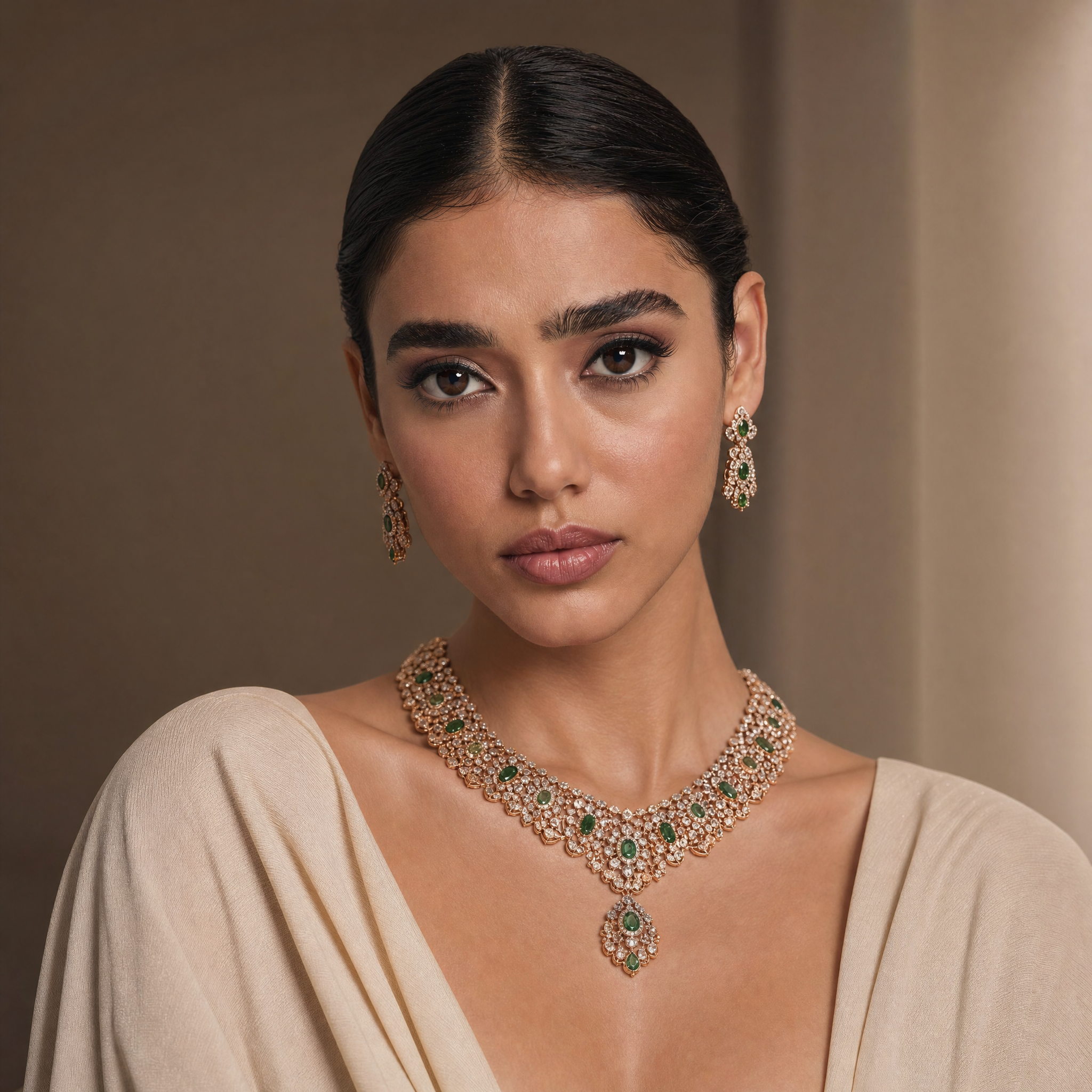 Emerald jewellery campaign portrait