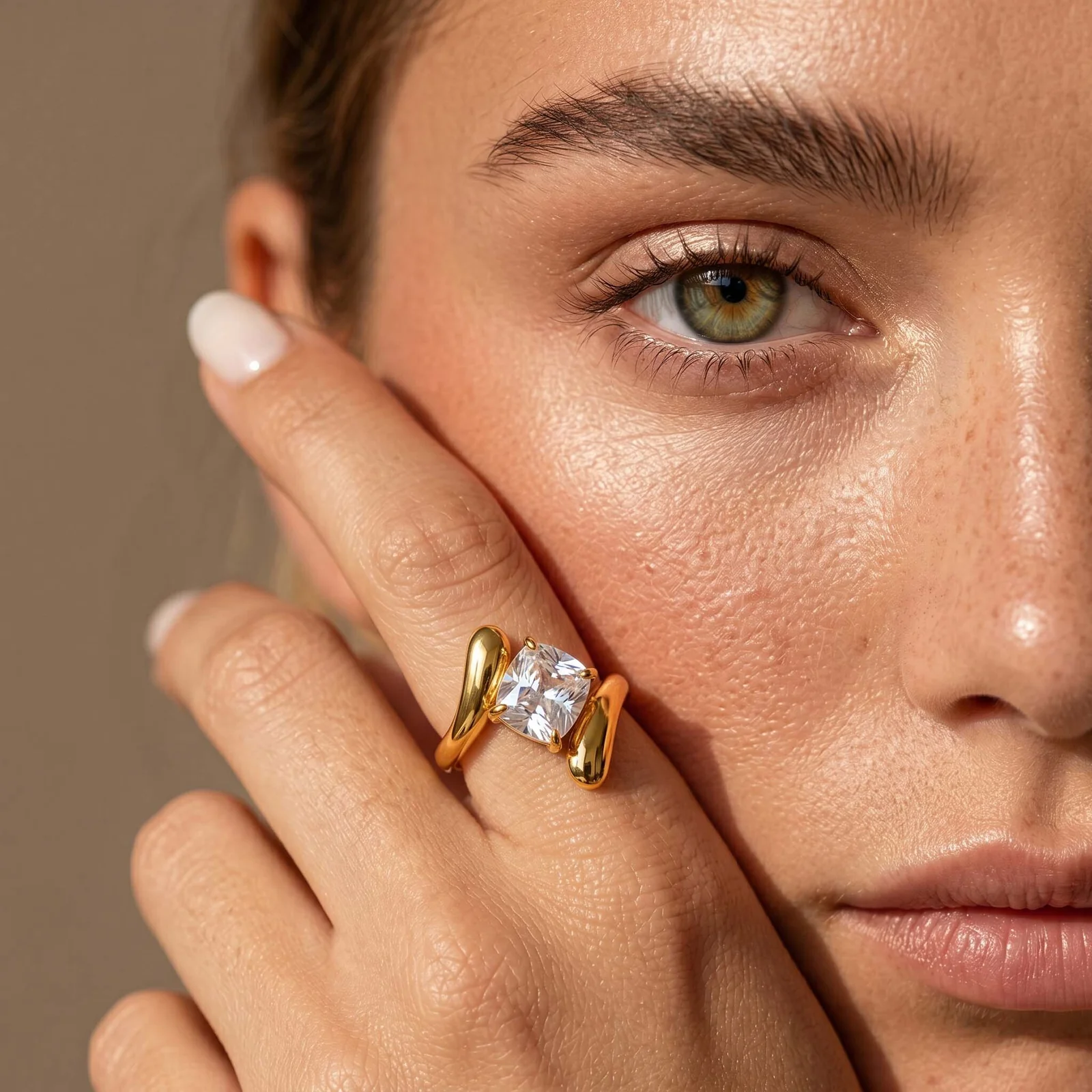 Crystal ring beauty close-up