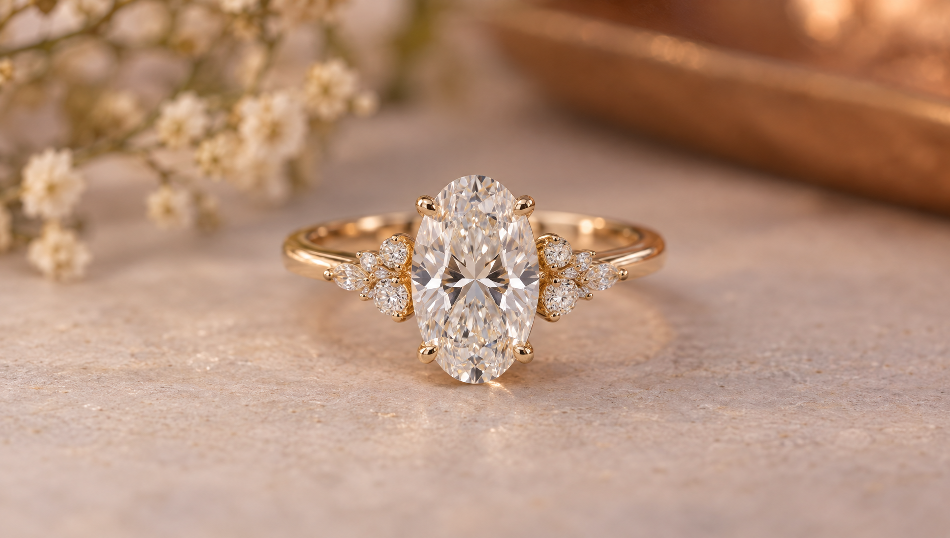 Oval diamond ring product close-up