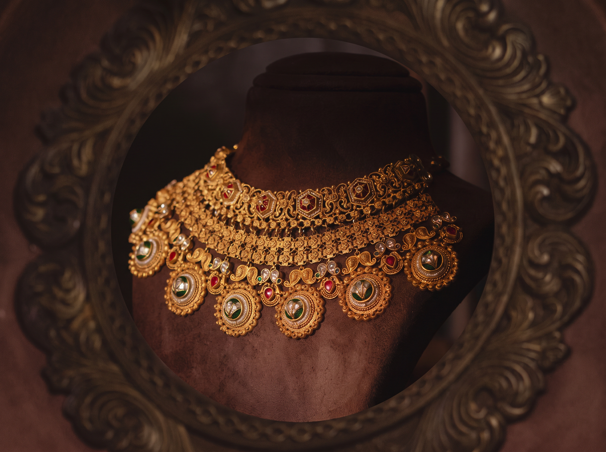 Ornate layered gold necklace product image
