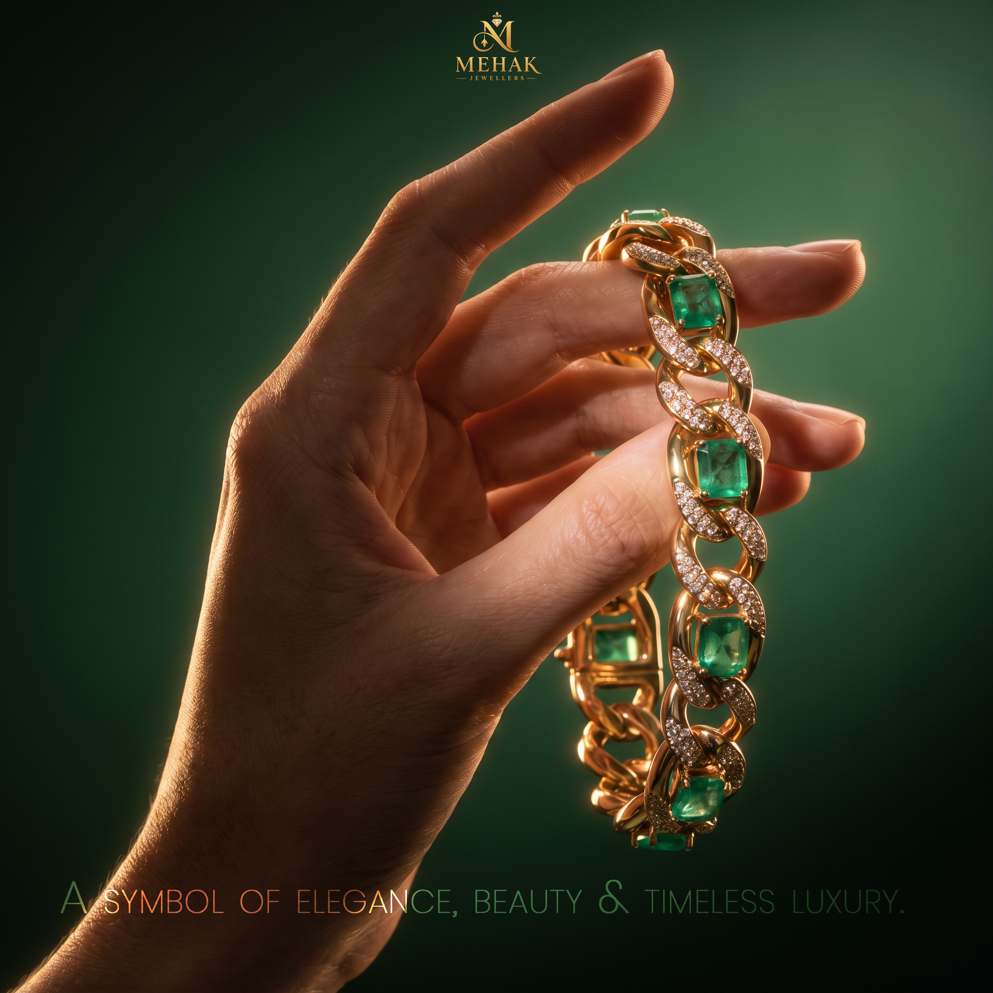 Branded emerald bracelet social creative